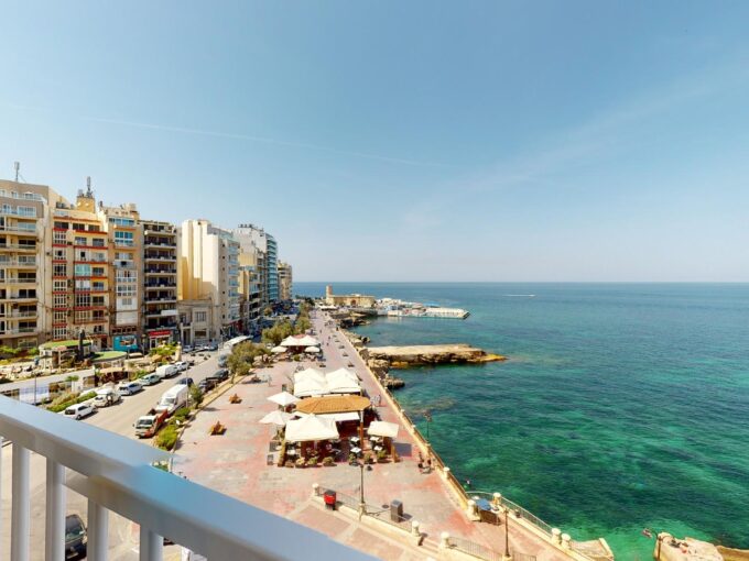 Sliema – 6th  floor seafront apartment with open sea views